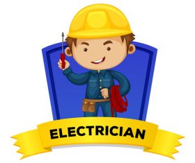 Electrician occupation word card vector
