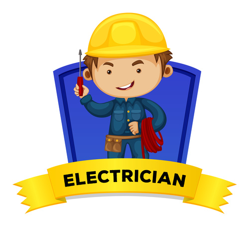 Electrician occupation word card vector