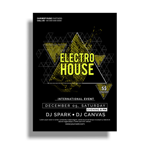 Electro house poster vector