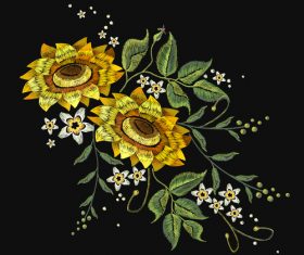 Elegant delicate embroidery flower pattern vector