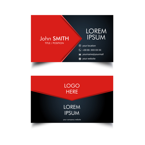 Elegant red black business card design vector free download