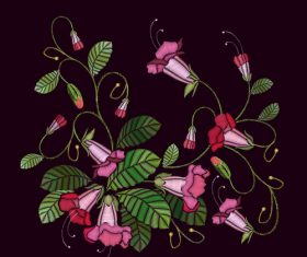 Embroidered petunia pattern vector