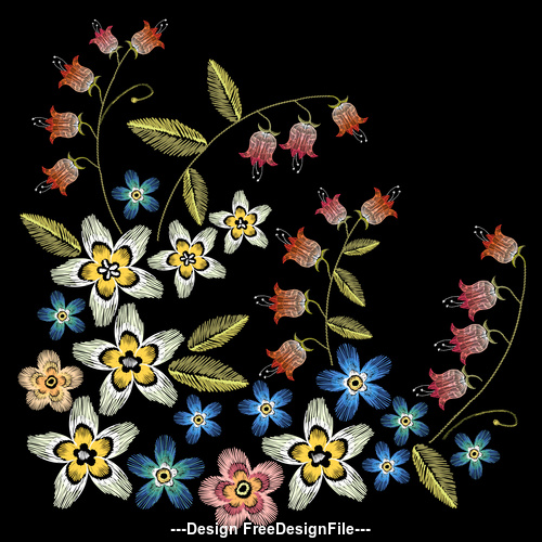 Embroidery flower pattern vector