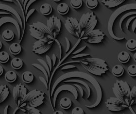 Engraving floral seamless pattern vector