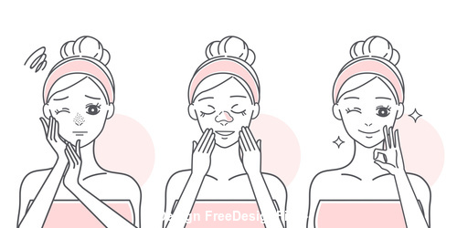 Face massage cartoon girl vector