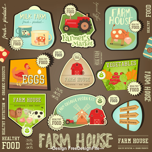 Farm labels vector