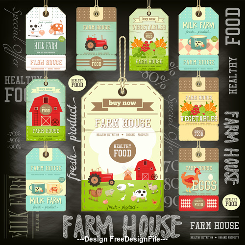 Farm price tags blackboard vector