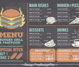 Fast food and burger grill Menu Template vector