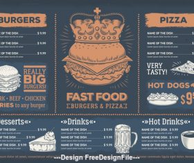 Fast food menu template vector