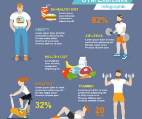 Fitness and nutrition foods Infographics vector