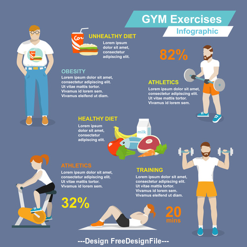 Fitness and nutrition foods Infographics vector