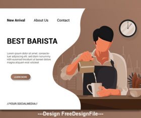 Flat cartoon barista vector