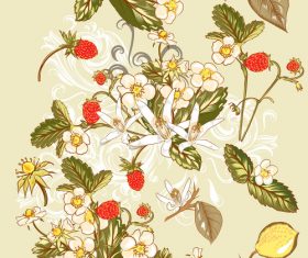 Floral and fruit design vector