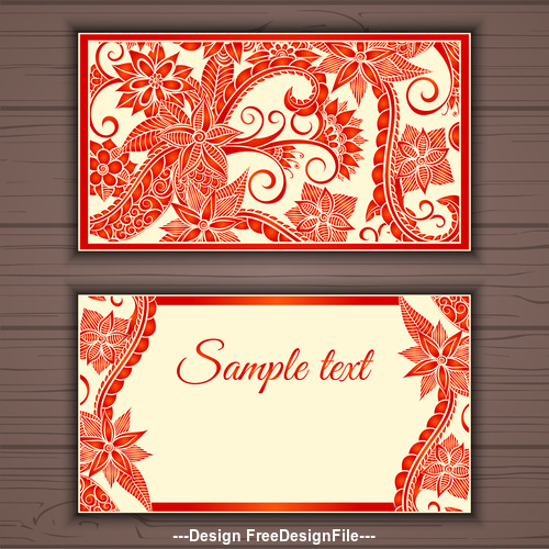Floral ornamental business card vector