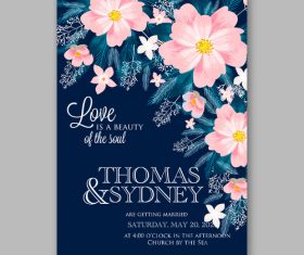 Floral wedding invitation template vector 01