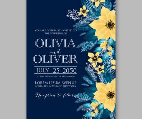 Floral wedding invitation template vector 03