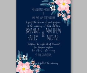 Floral wedding invitation template vector 04