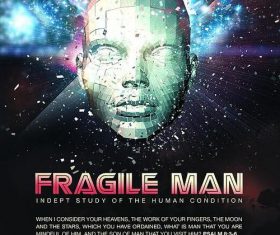 Fragile man poster psd template