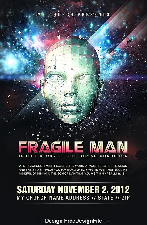 Fragile man poster psd template