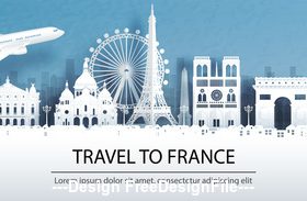 France city landscape and travel paper design