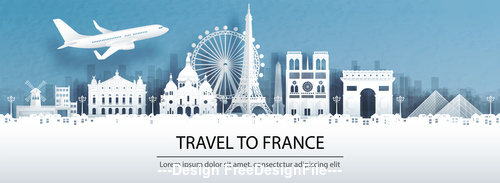 France city landscape and travel paper design
