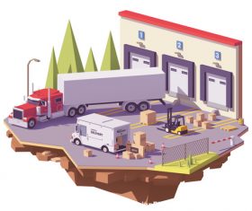Freight vehicle 3d isometric vector