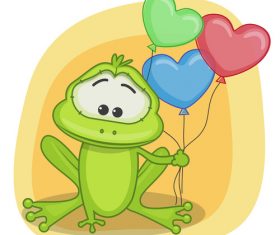 Frog and love balloon cartoon vector