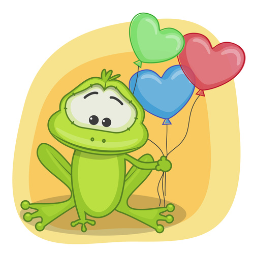 Frog and love balloon cartoon vector