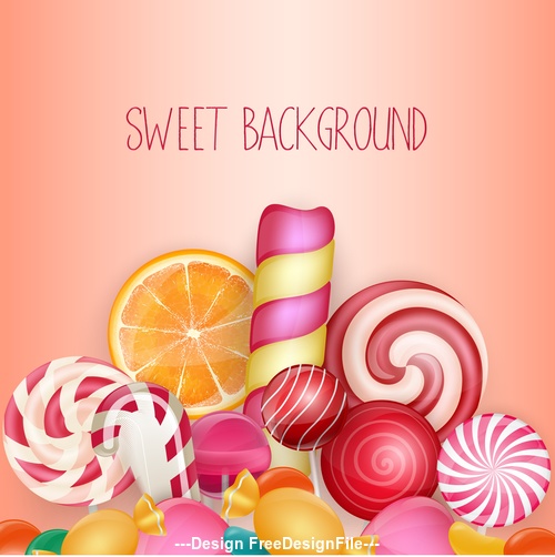 Fruit and colorful candy background illustration vector