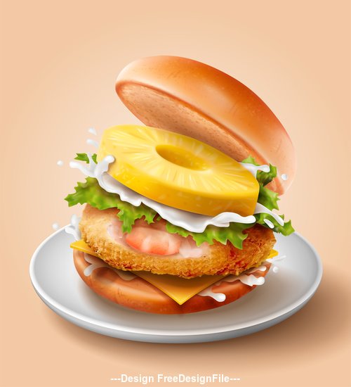 Fruit burger advertising vector