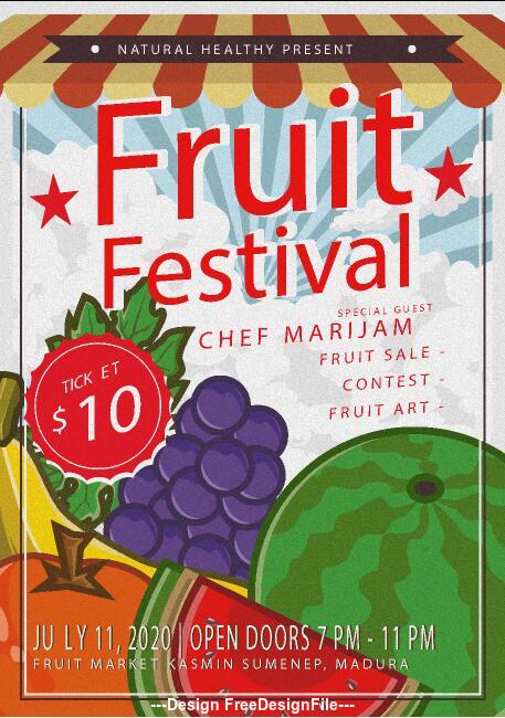 Fruit festival poster template vector