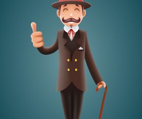 Gentleman with thumbs up vector