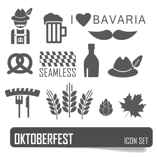 German festival food and beer symbols vector