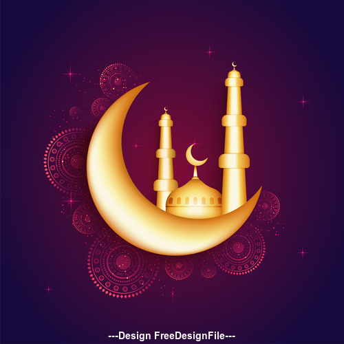 Glittering moon ramadan festival vector