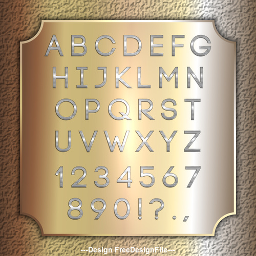 Gold background silver font and numbers vector