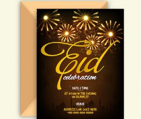 Golden fireworks for eid mubarak Vector