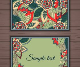 Green background floral ornamental business card vector