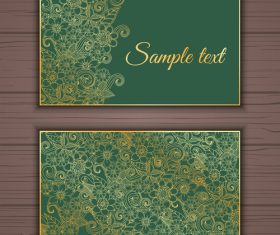 Green background floral ornamental card banner vector