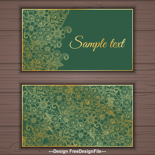 Green background floral ornamental card banner vector