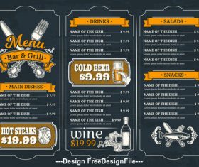 Grill house menu template vector
