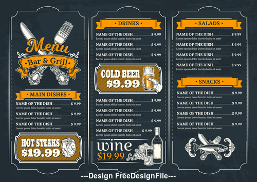 Grill house menu template vector