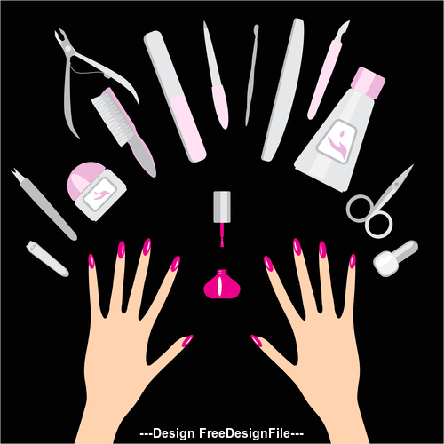 Hand with makeup accessories vector