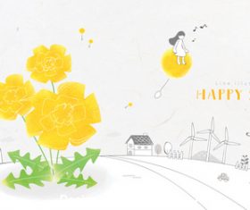 Happy spring illustration vector