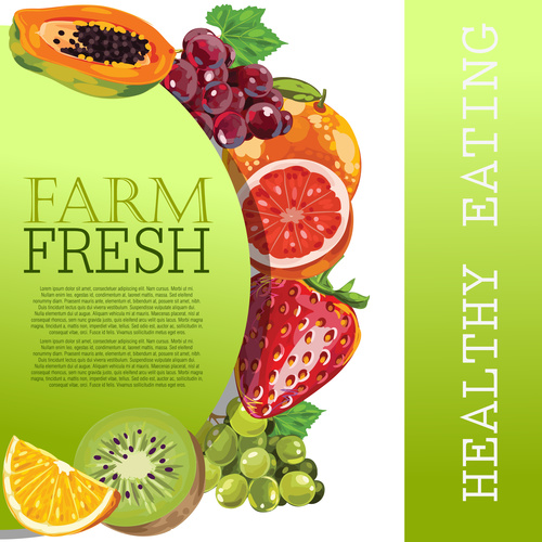 Healthy eating fruit background advertisement vector