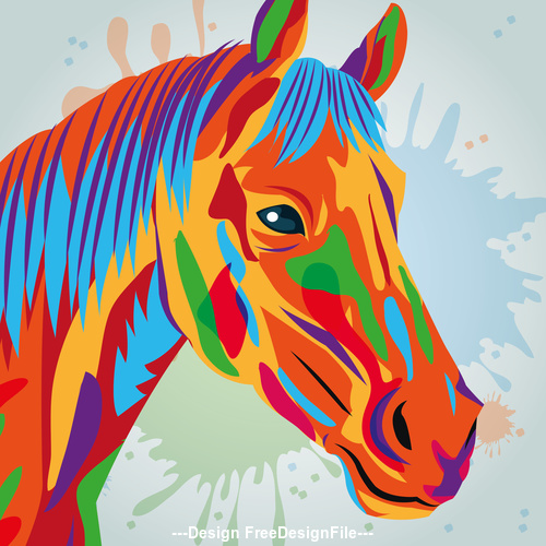 Horse watercolor illustration vector free download