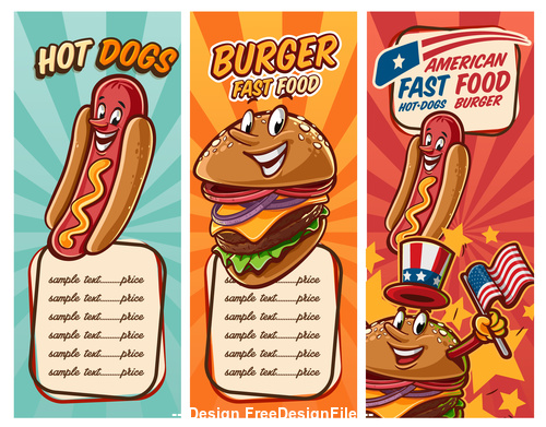 Hot dog and burger menu vector