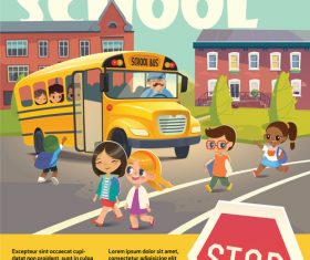 Illustration Children and the school bus vector