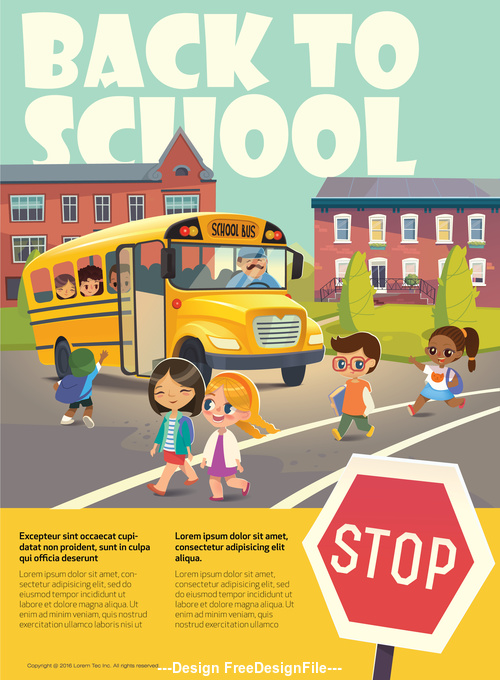 Illustration Children and the school bus vector