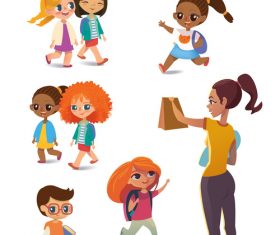Illustration of school children vector