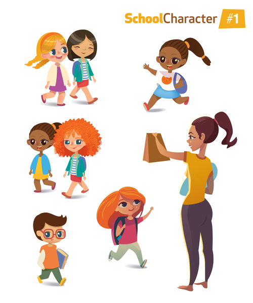 Illustration of school children vector